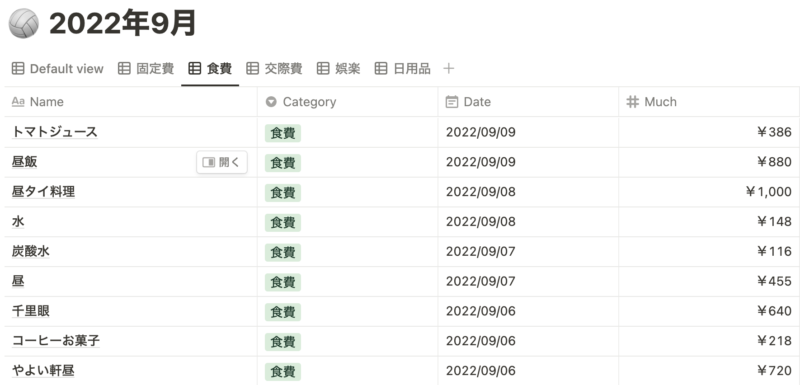 家計簿サンプル