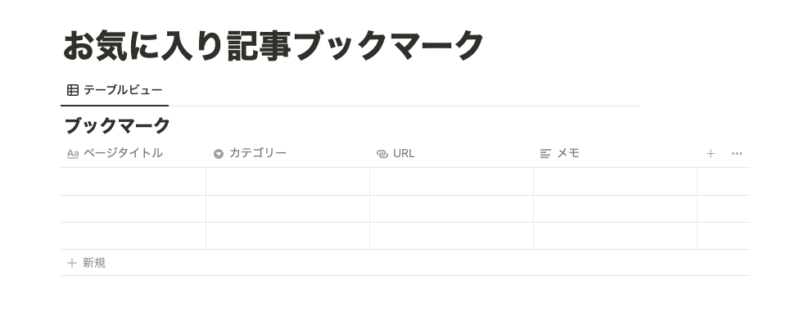 Notionデータベース作成