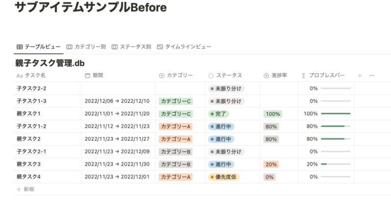 タスク管理データベースサンプル