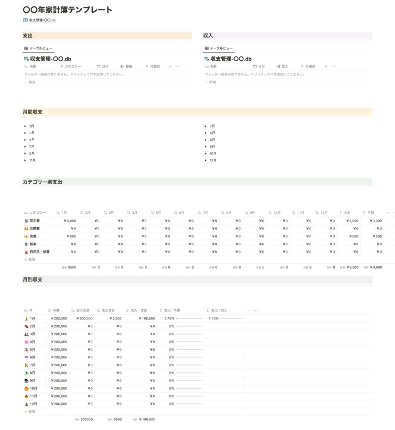 自動集計機能付き家計簿