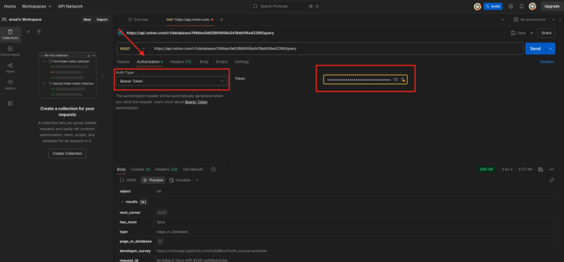 Authorizationタグにインテグレーションシークレット入力