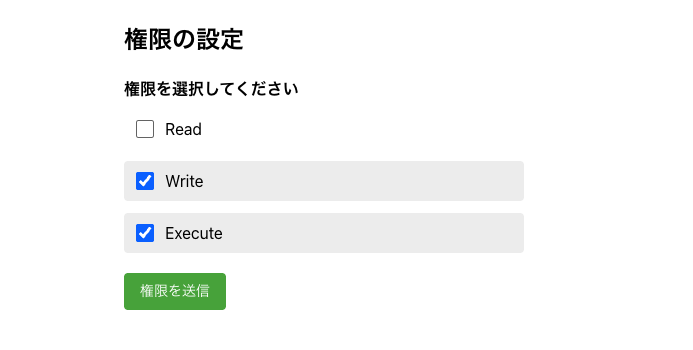 「Write」「Excute」にチェックを入れて送信